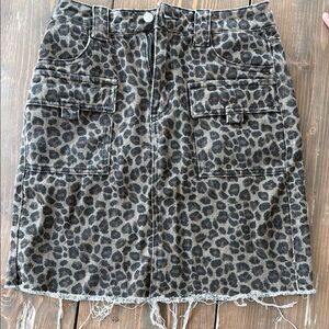 Leopard Print Denim Skirt